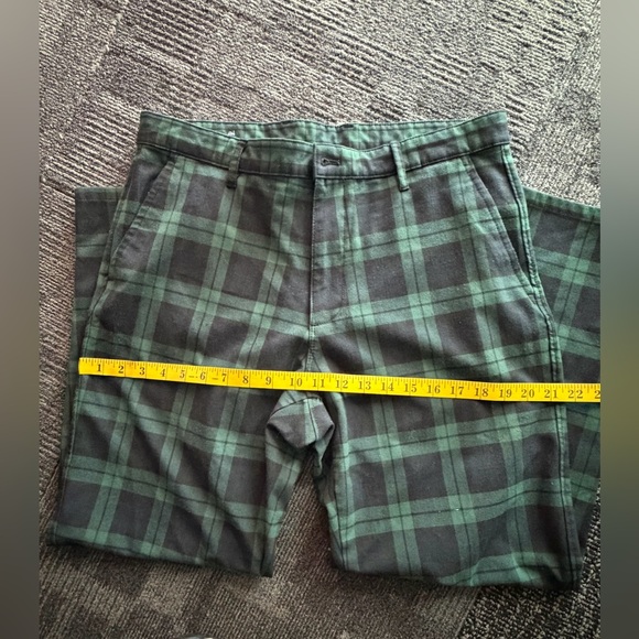 ZARA Men’s Pants Tartan Plaid Slim Chino Green Black Size 32 - Picture 7 of 12
